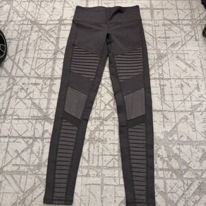 ALO Moto Legging Firm Mid Rise Mesh Anthracite Gray Women's Sz XS NWT